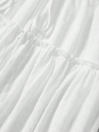 Soleia Paperbag Waist Frill Trim Knot Front Ruffle Hem Skirt
