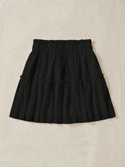 Soleia Paperbag Waist Frill Trim Knot Front Ruffle Hem Skirt
