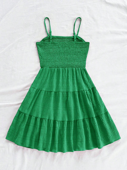 Soleia Solid Ruffle Hem Cami Dress