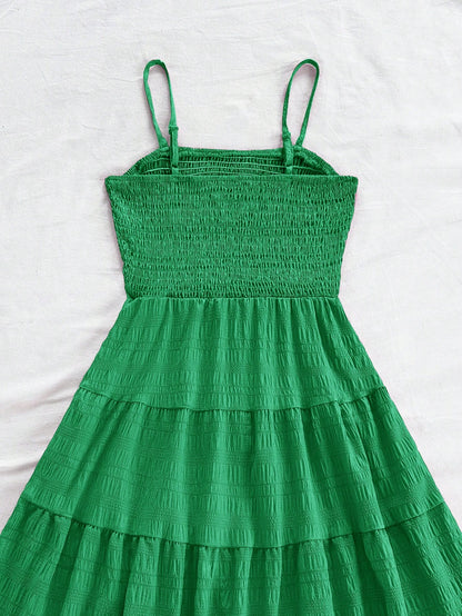 Soleia Solid Ruffle Hem Cami Dress