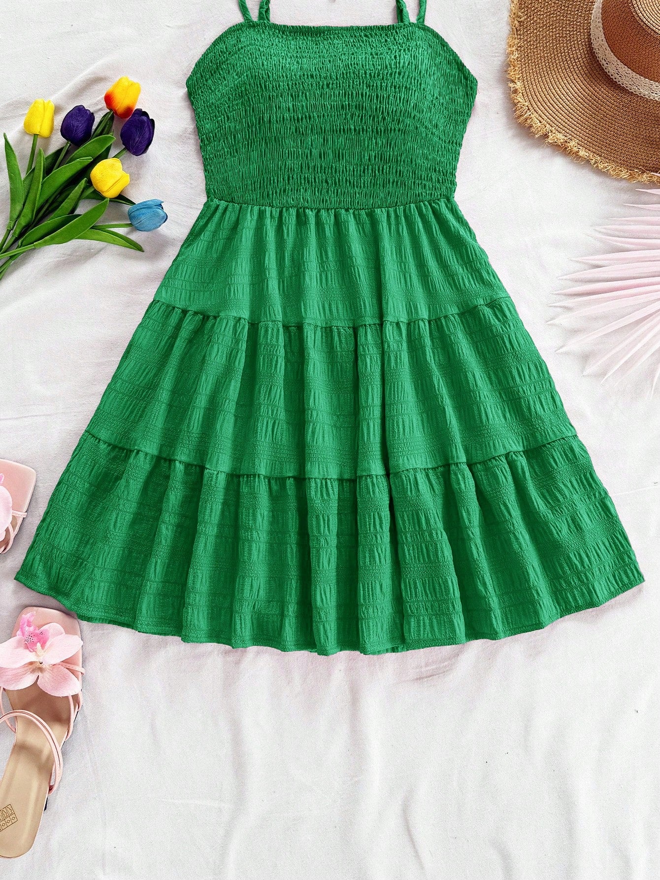 Soleia Solid Ruffle Hem Cami Dress