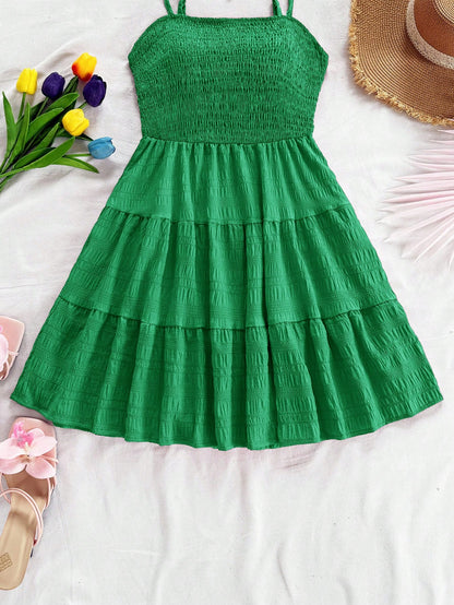 Soleia Solid Ruffle Hem Cami Dress