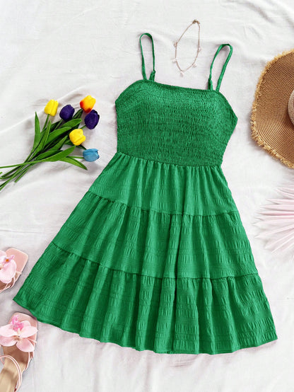 Soleia Solid Ruffle Hem Cami Dress