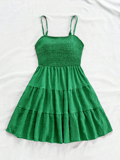 Soleia Solid Ruffle Hem Cami Dress