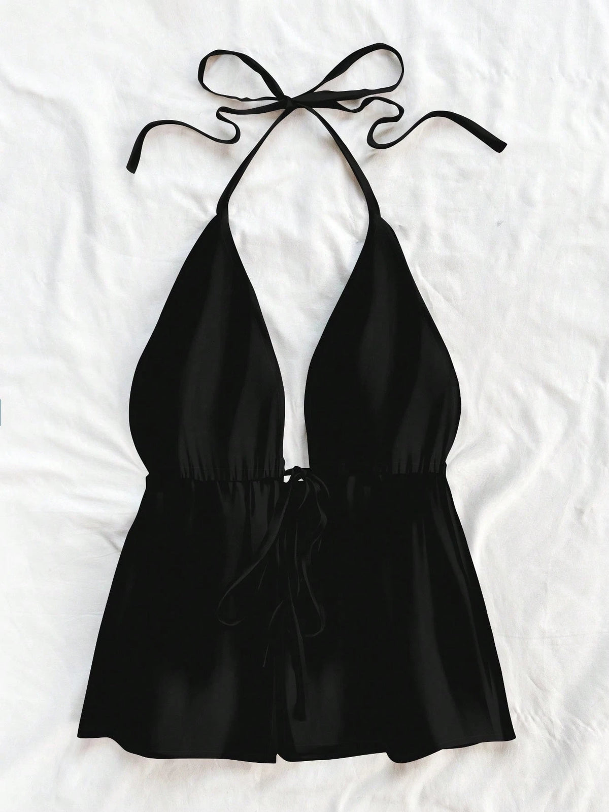 Soleia Women's Casual Halter Neck Black Lace-Up Backless Tank Top, Suitable For Summer Suitable For Going Out