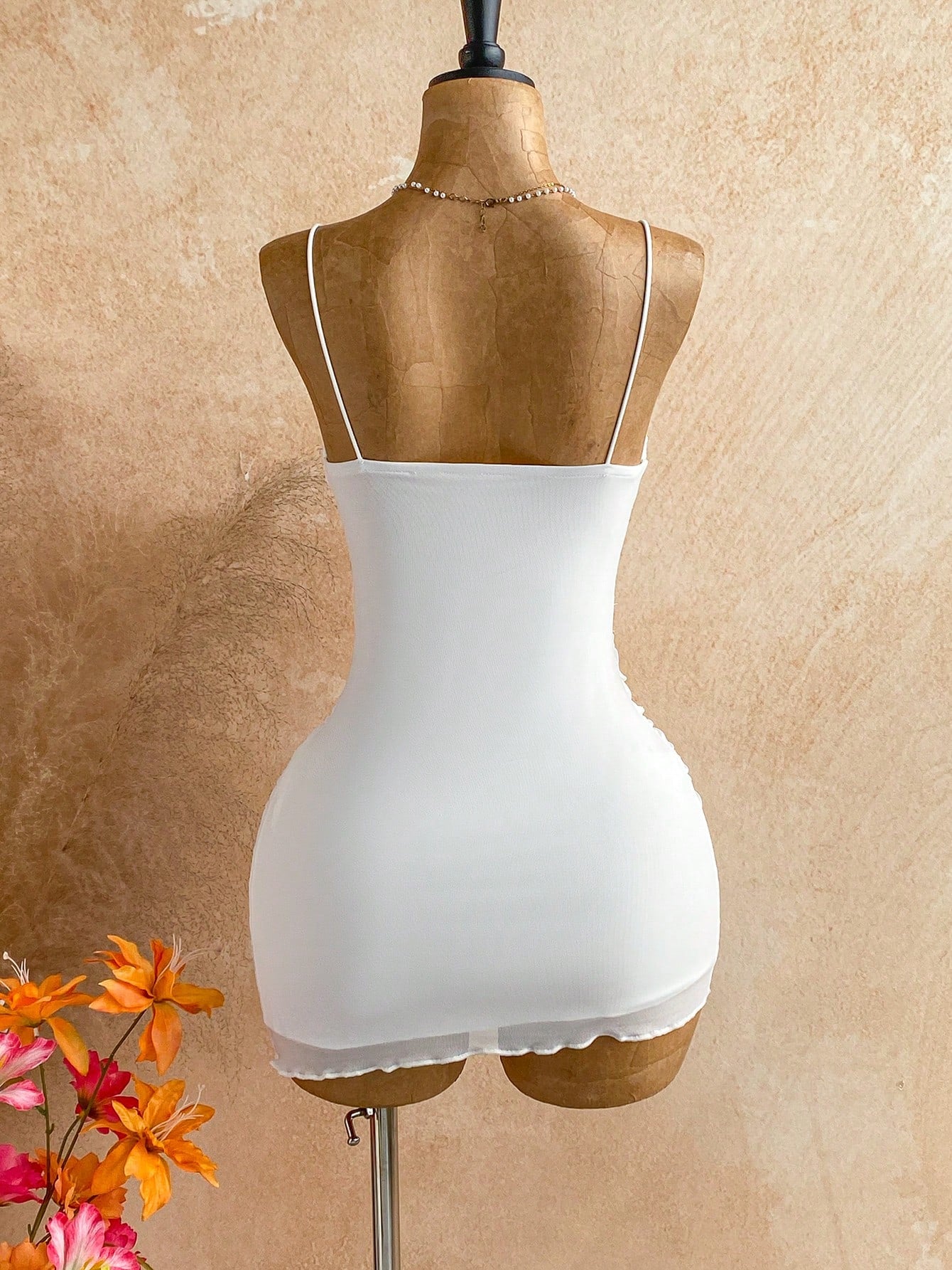 Soleia Women's Hollow Out Ruched Camisole Mini Dress,Summer Dresses For Women,Dresses For Women Summer Vacation White No Chest Padding