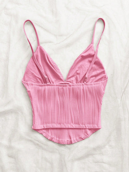 Soleia Women's Solid Color Slim Fit Versatile Daily Vacation Outing Camisole Top Pink Summer Sexy No Chest Padding Date Night Night Out Party