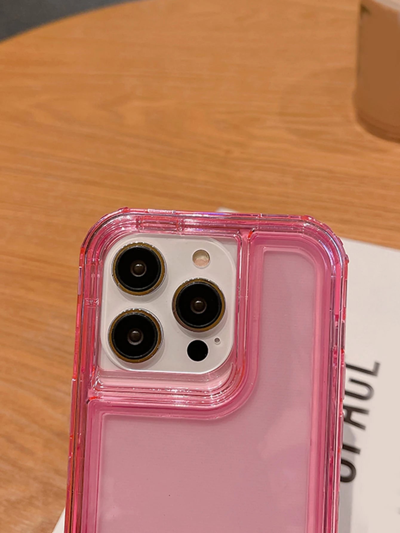 Solid Color Basic Apple Pink 3 In 1 Clear Anti-Fall Phone Case Compatible With IPhone 15/15Pro/15Plus/15Promax Waterproof Shockproof Scratch Resistant Spring Gift