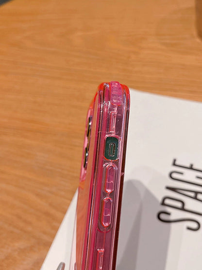 Solid Color Basic Apple Pink 3 In 1 Clear Anti-Fall Phone Case Compatible With IPhone 15/15Pro/15Plus/15Promax Waterproof Shockproof Scratch Resistant Spring Gift