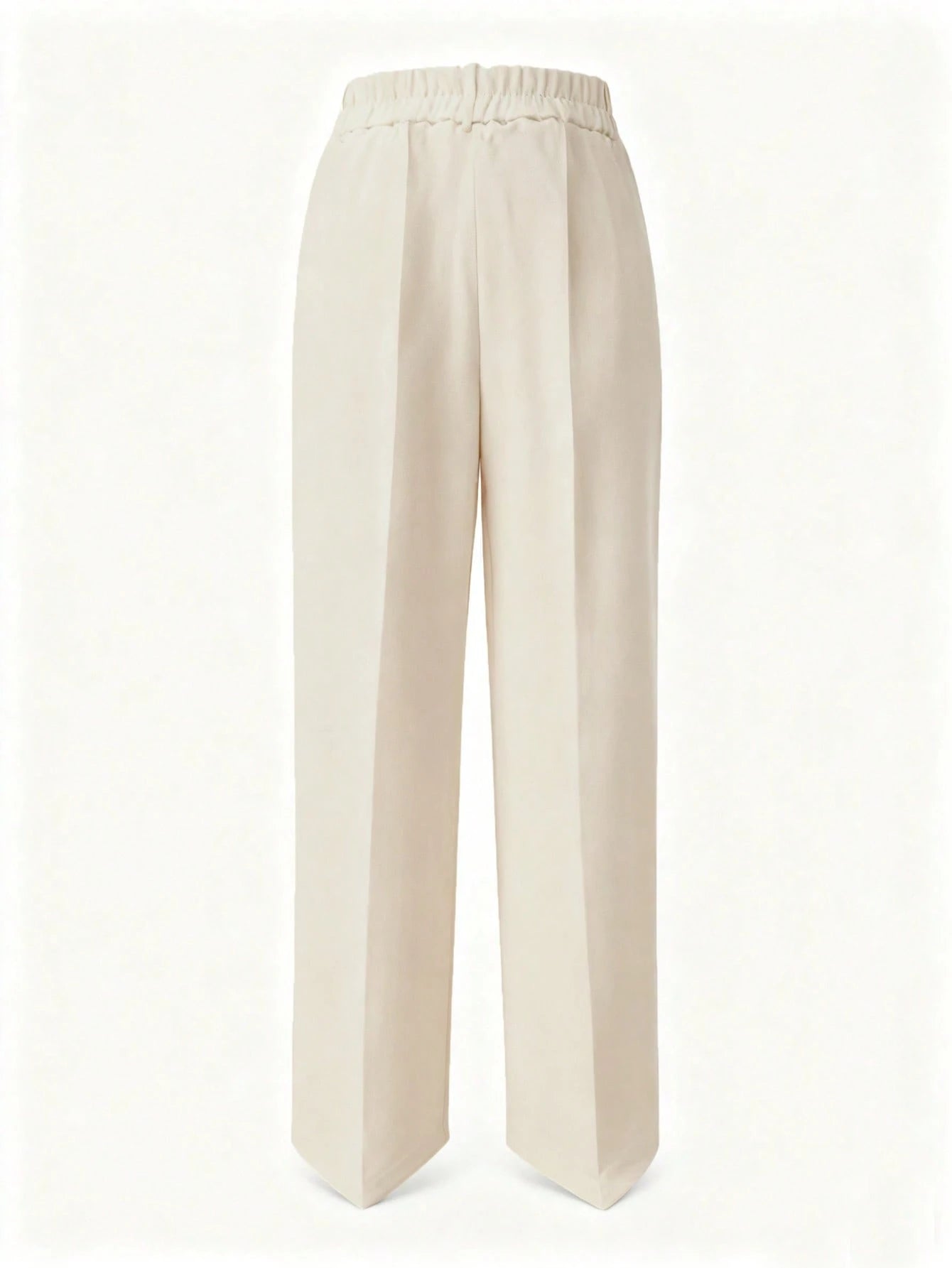 Solid Color Button Zipper Pocket Press Crease Elegant Pants Spring