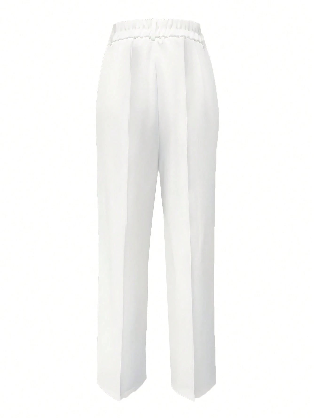 Solid Color Button Zipper Pocket Press Crease Elegant Pants Spring