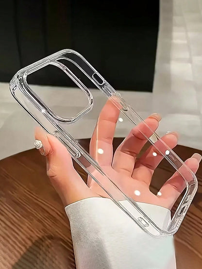 Solid Color Material Transparent Ribbed Suitcase Style Solid Plain Basic TPU Soft Phone Case 5pcs/Pack Transparent Back Cover Compatible With IPhone 17 16 15 14 13 12 11 Pro Max 17 Air 16 15 14 Plus 1