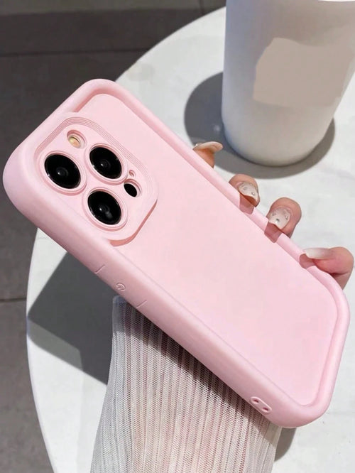 Solid Color Pink Silicone 1pc Thick Silicone Matte Finish Shockproof Full Body Phone Case, Compatible With IPhone 11, 13, 14, 15, 16, X/XS, XR, XS Max, 7/8, 7 Plus/8 Plus, 12, 12 Pro, 12 Pro Max, 16