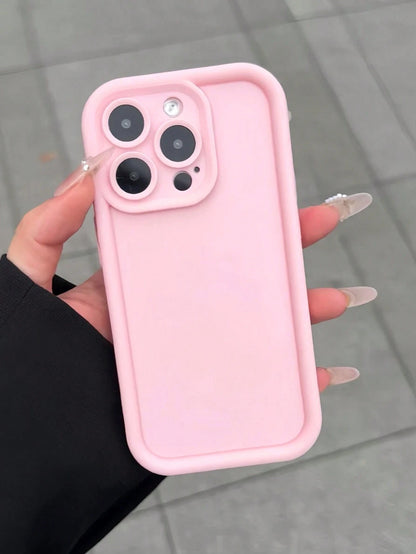 Solid Color Pink Silicone 1pc Thick Silicone Matte Finish Shockproof Full Body Phone Case, Compatible With IPhone 11, 13, 14, 15, 16, X/XS, XR, XS Max, 7/8, 7 Plus/8 Plus, 12, 12 Pro, 12 Pro Max, 16