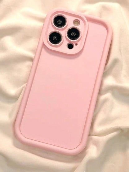 Solid Color Pink Silicone 1pc Thick Silicone Matte Finish Shockproof Full Body Phone Case, Compatible With IPhone 11, 13, 14, 15, 16, X/XS, XR, XS Max, 7/8, 7 Plus/8 Plus, 12, 12 Pro, 12 Pro Max, 16
