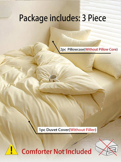 Solid Soft Quilt Cover 3pcs Set