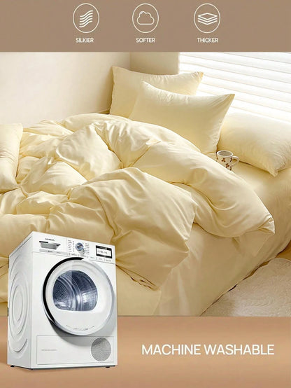 Solid Soft Quilt Cover 3pcs Set