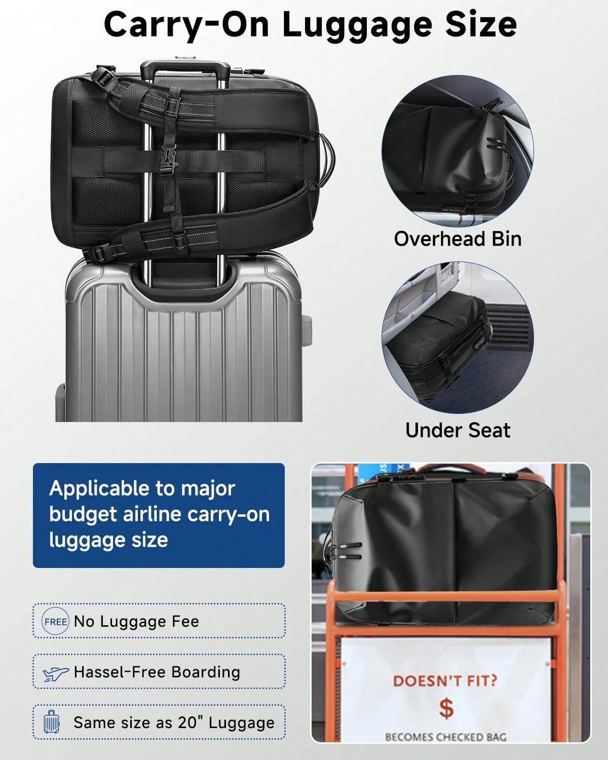 Somago One-Click Vacuum Backpack, Expandable To 60L With TSA Lock, Fits 17" Laptop. Lightweight & Durable Carry-On For Camping & Outdoor Adventures.