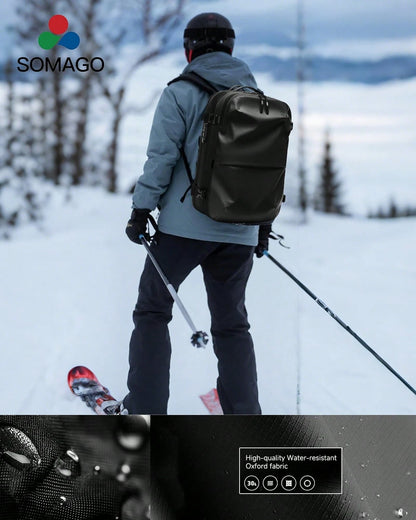 Somago One-Click Vacuum Backpack, Expandable To 60L With TSA Lock, Fits 17" Laptop. Lightweight & Durable Carry-On For Camping & Outdoor Adventures.