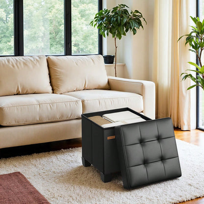 SONGMICS Storage Ottoman, Cube Ottoman With Legs, 15 X 15 X 15.7 Inches, Footstool, Footrest, 10 Gal. (37 L), Synthetic Leather, For Bedroom, Living Room, Dorm