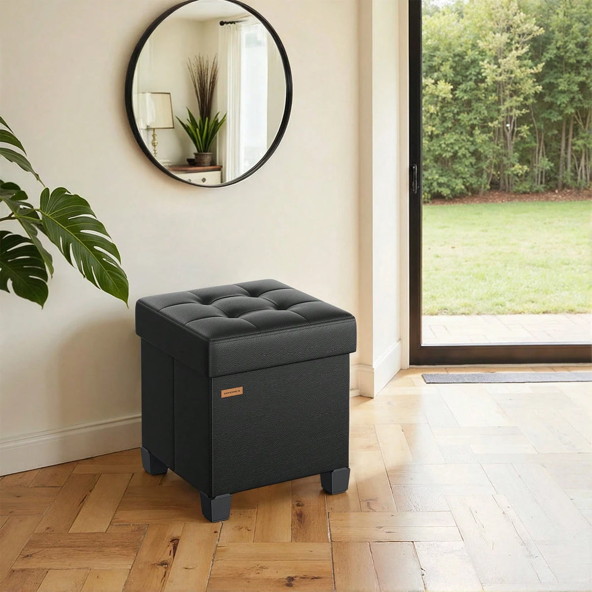 SONGMICS Storage Ottoman, Cube Ottoman With Legs, 15 X 15 X 15.7 Inches, Footstool, Footrest, 10 Gal. (37 L), Synthetic Leather, For Bedroom, Living Room, Dorm