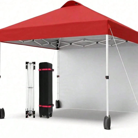 Soonbuy 10x10 Pop Up Canopy,Portable Commercial Canopy Tent,Outdoor Sun Shelter,Beach Tent With 1 Sidewall,Vented Top Roller Bag,4 Sandbags,4 Ropes And 8 Tent Stakes For Home Party Event Camping