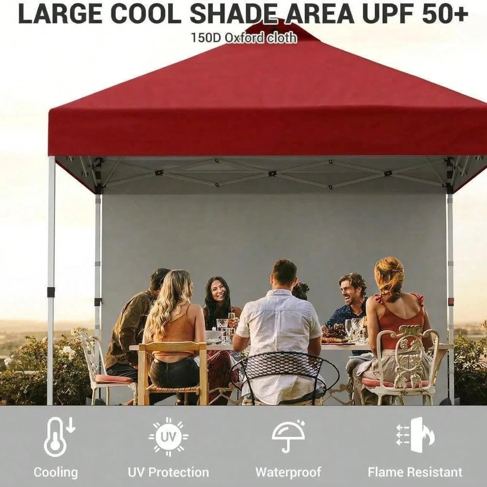 Soonbuy 10x10 Pop Up Canopy,Portable Commercial Canopy Tent,Outdoor Sun Shelter,Beach Tent With 1 Sidewall,Vented Top Roller Bag,4 Sandbags,4 Ropes And 8 Tent Stakes For Home Party Event Camping