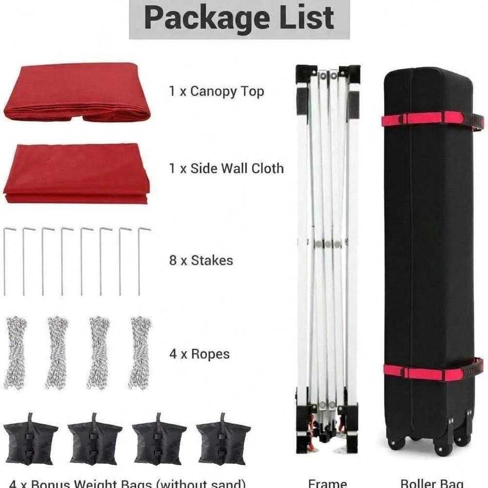 Soonbuy 10x10 Pop Up Canopy,Portable Commercial Canopy Tent,Outdoor Sun Shelter,Beach Tent With 1 Sidewall,Vented Top Roller Bag,4 Sandbags,4 Ropes And 8 Tent Stakes For Home Party Event Camping