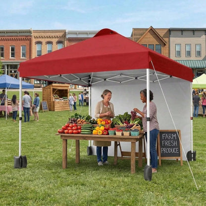 Soonbuy 10x10 Pop Up Canopy,Portable Commercial Canopy Tent,Outdoor Sun Shelter,Beach Tent With 1 Sidewall,Vented Top Roller Bag,4 Sandbags,4 Ropes And 8 Tent Stakes For Home Party Event Camping