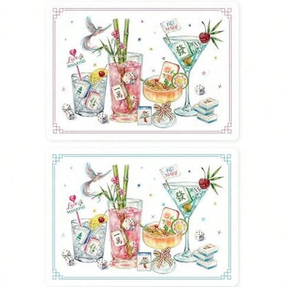 Soulchen 4 Pcs Mahjong Tile Mixer Shufflers For Mixing And Shuffling Tiles Plastic Mahjong Accessories Gifts For Lovers Games Decorative Printed Design (Transparent Frosted Print)
