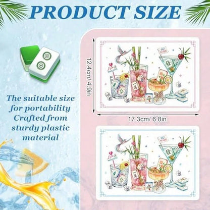 Soulchen 4 Pcs Mahjong Tile Mixer Shufflers For Mixing And Shuffling Tiles Plastic Mahjong Accessories Gifts For Lovers Games Decorative Printed Design (Transparent Frosted Print)