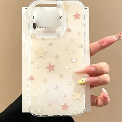 Sparkling Stars + Moon Rotating Phone Stand Compatible With Apple 17 Pro Max Phone Case 16 15 Large Hole 14/13 Stand 12 11/XR