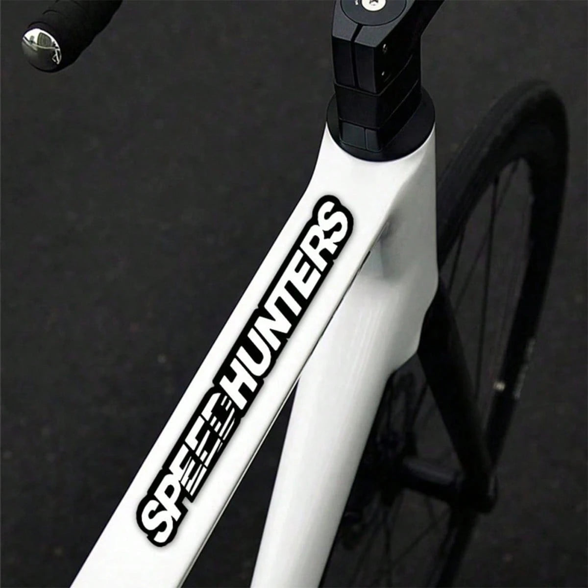 Speed Hunters Letter Bike Frame Sticker, Racing Cursive Text Bicycle Decor Decal, Self-Adhesive Waterproof Cycling Accessory