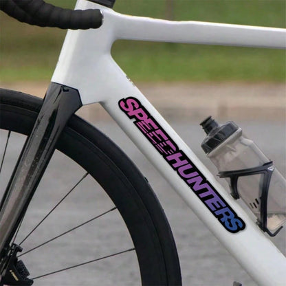 Speed Hunters Letter Bike Frame Sticker, Racing Cursive Text Bicycle Decor Decal, Self-Adhesive Waterproof Cycling Accessory