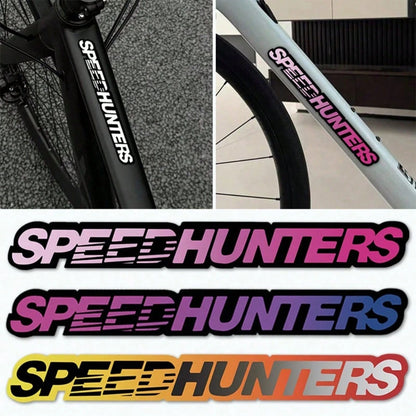 Speed Hunters Letter Bike Frame Sticker, Racing Cursive Text Bicycle Decor Decal, Self-Adhesive Waterproof Cycling Accessory