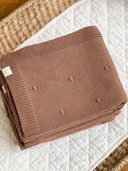 Spotty Textured Blanket - Teddy Brown