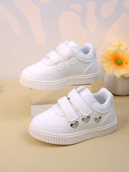 Spring New Kids Shoes, Anti-Slip Toddler Girls' Sports Sneakers, Middle Childhood Boys' Casual Skateboard Shoes, Baby Running Shoes, Little White Shoes
