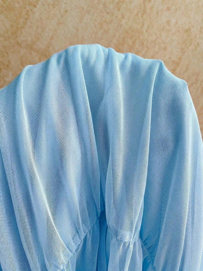 Spring & Summer Vacation Knit Mesh Strapless Fitted Multilayer Ruffle Asymmetric Hem Dress, Suitable For Garden Party, Tea Party, Flower Arranging, Date, Bohemian, Boho, Vacation