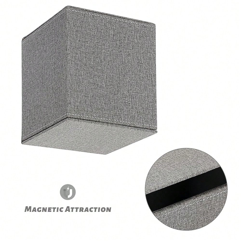 Square Linen Tissue Box Cover- Stylish Cube Tissue Box Holder With Magnetic Bottom, Decorative Tissue Box For Vanity Toilet Dresser Ni