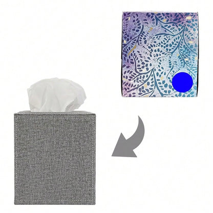 Square Linen Tissue Box Cover- Stylish Cube Tissue Box Holder With Magnetic Bottom, Decorative Tissue Box For Vanity Toilet Dresser Ni