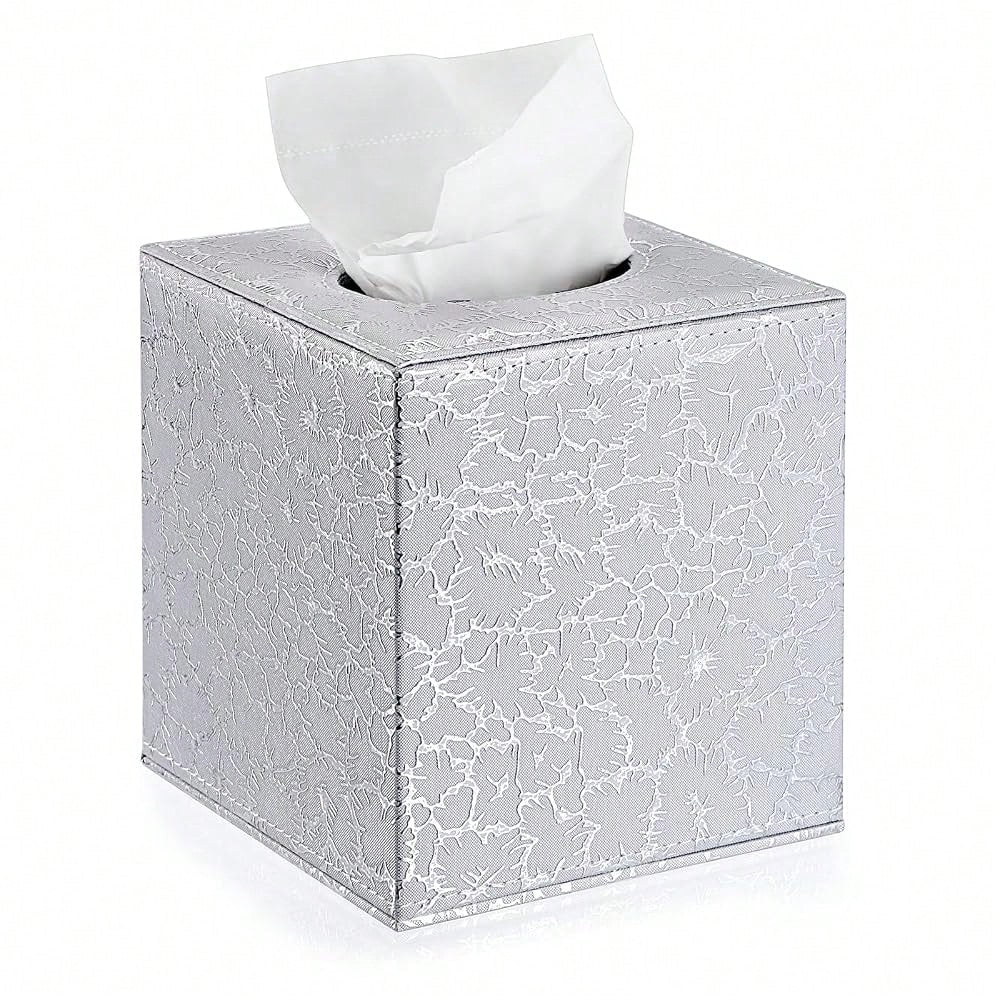 Square Linen Tissue Box Cover- Stylish Cube Tissue Box Holder With Magnetic Bottom, Decorative Tissue Box For Vanity Toilet Dresser Ni