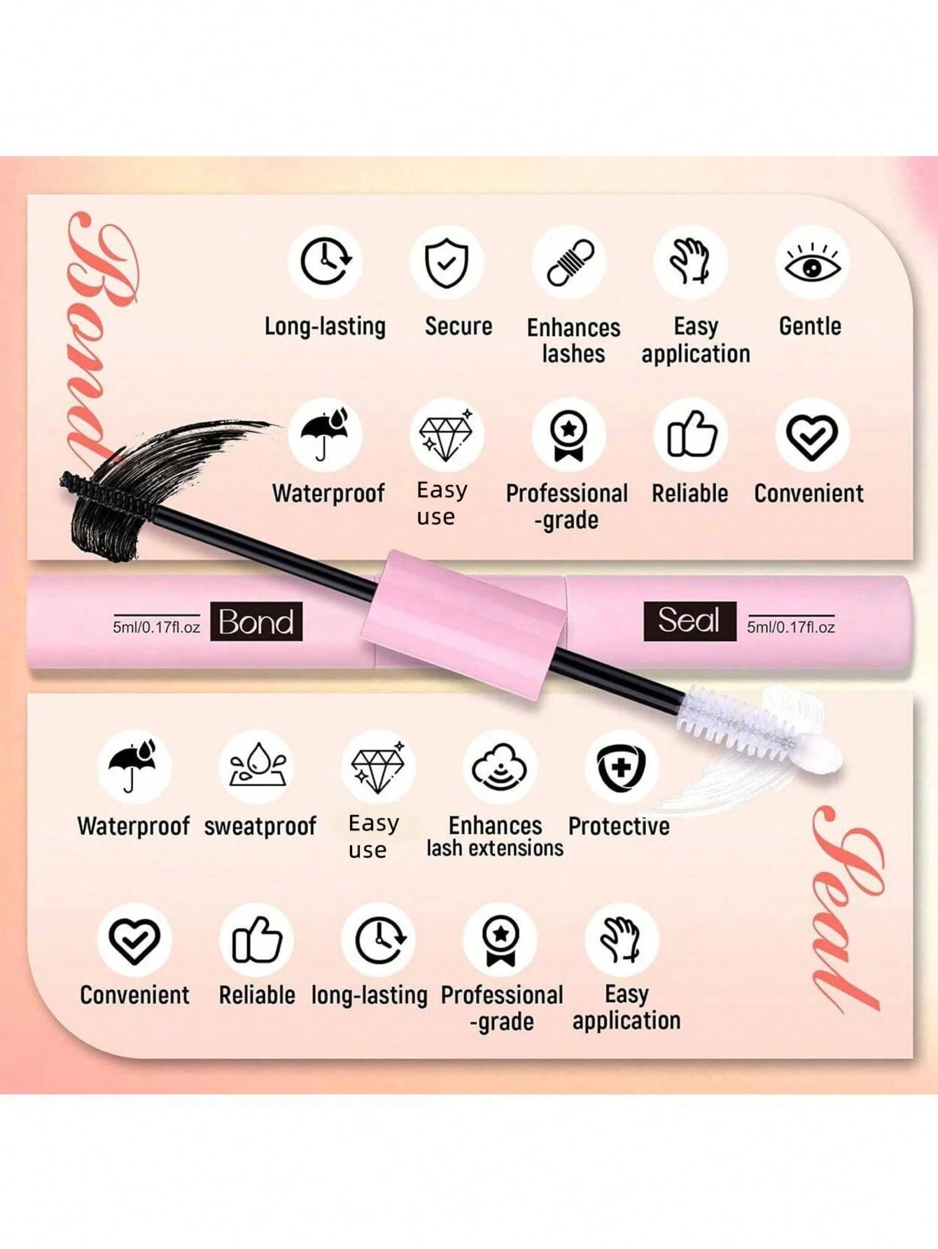 SRCKFIZ 2-In-1 Eyelash Glue & Sealant Pen, Waterproof & Quick Drying, Enhances Lash Effect Without Irritation, Eyelash Glue For DIY Lash Extensions