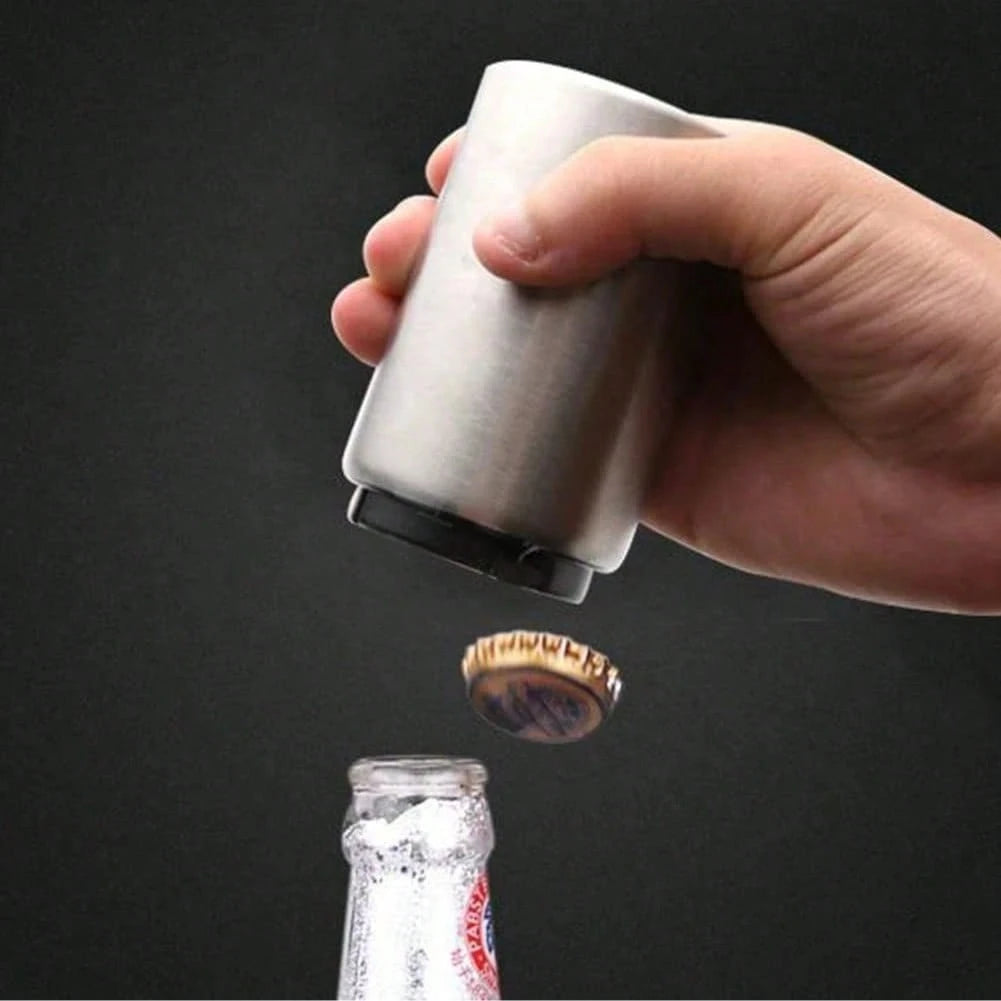 Stainless Steel Automatic Bottle Opener Screwdriver-Magnetic Suction Type Bottle Cap Opener, Suitable For Home, Camping, Party| Portable, Durable, Non-Slip, Labor-Saving And Non-Slipping