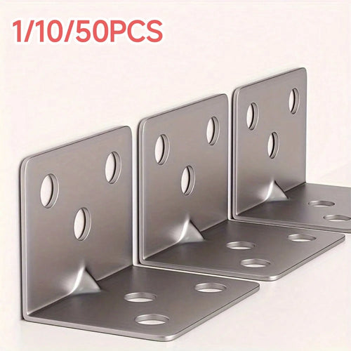 Stainless Steel Straight Angle Brackets, 90 Degree L-Shape Metal Connectors, Heavy Duty Right Angle Supports For Wooden Furniture, Suitable For Furniture And Shelf Construction, Screws Not Included