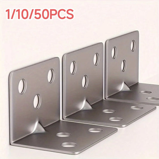 Stainless Steel Straight Angle Brackets, 90 Degree L-Shape Metal Connectors, Heavy Duty Right Angle Supports For Wooden Furniture, Suitable For Furniture And Shelf Construction, Screws Not Included
