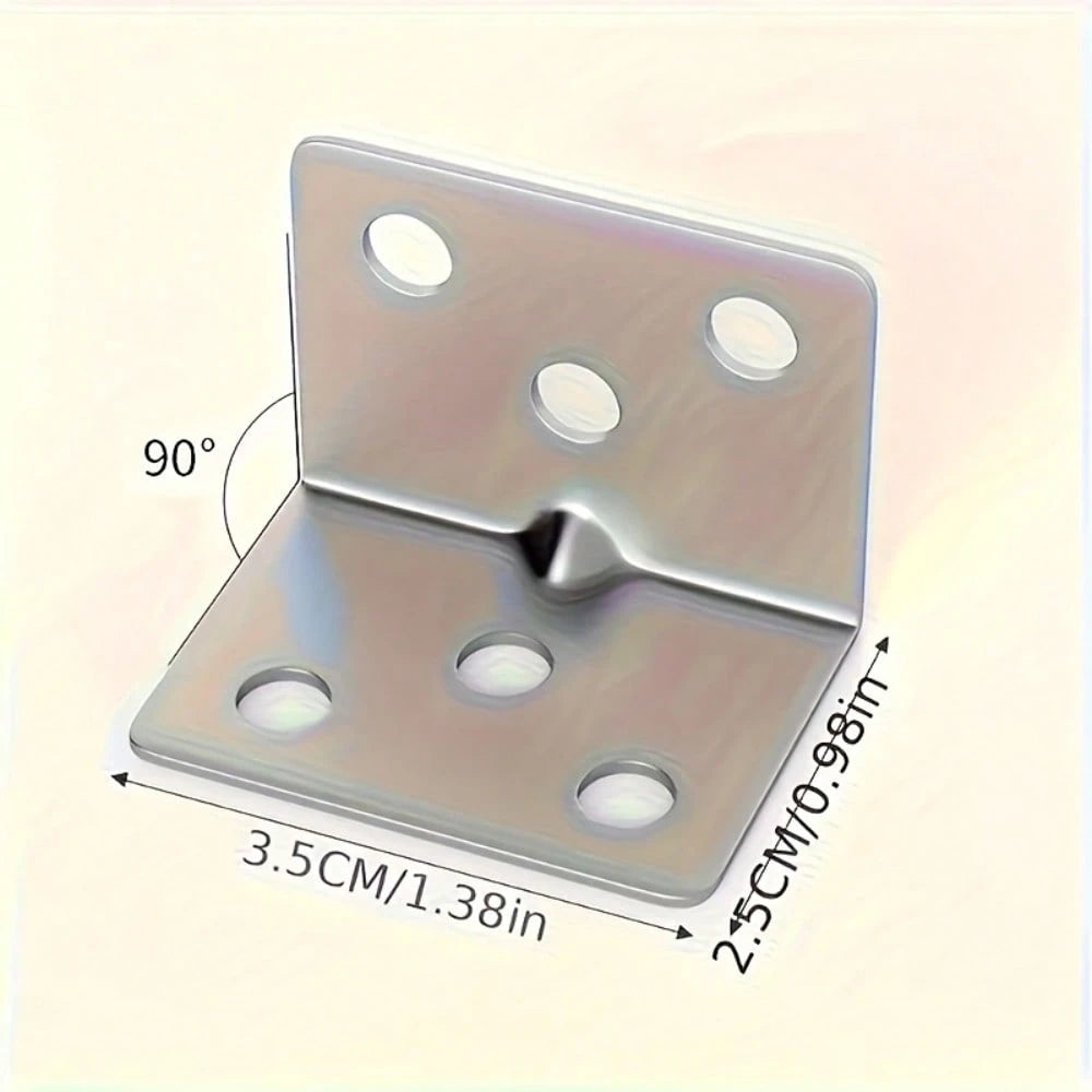 Stainless Steel Straight Angle Brackets, 90 Degree L-Shape Metal Connectors, Heavy Duty Right Angle Supports For Wooden Furniture, Suitable For Furniture And Shelf Construction, Screws Not Included