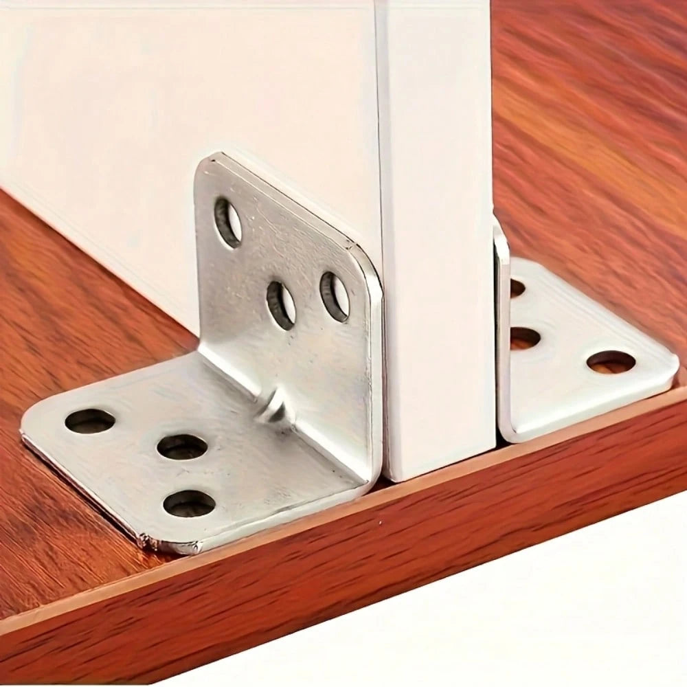 Stainless Steel Straight Angle Brackets, 90 Degree L-Shape Metal Connectors, Heavy Duty Right Angle Supports For Wooden Furniture, Suitable For Furniture And Shelf Construction, Screws Not Included