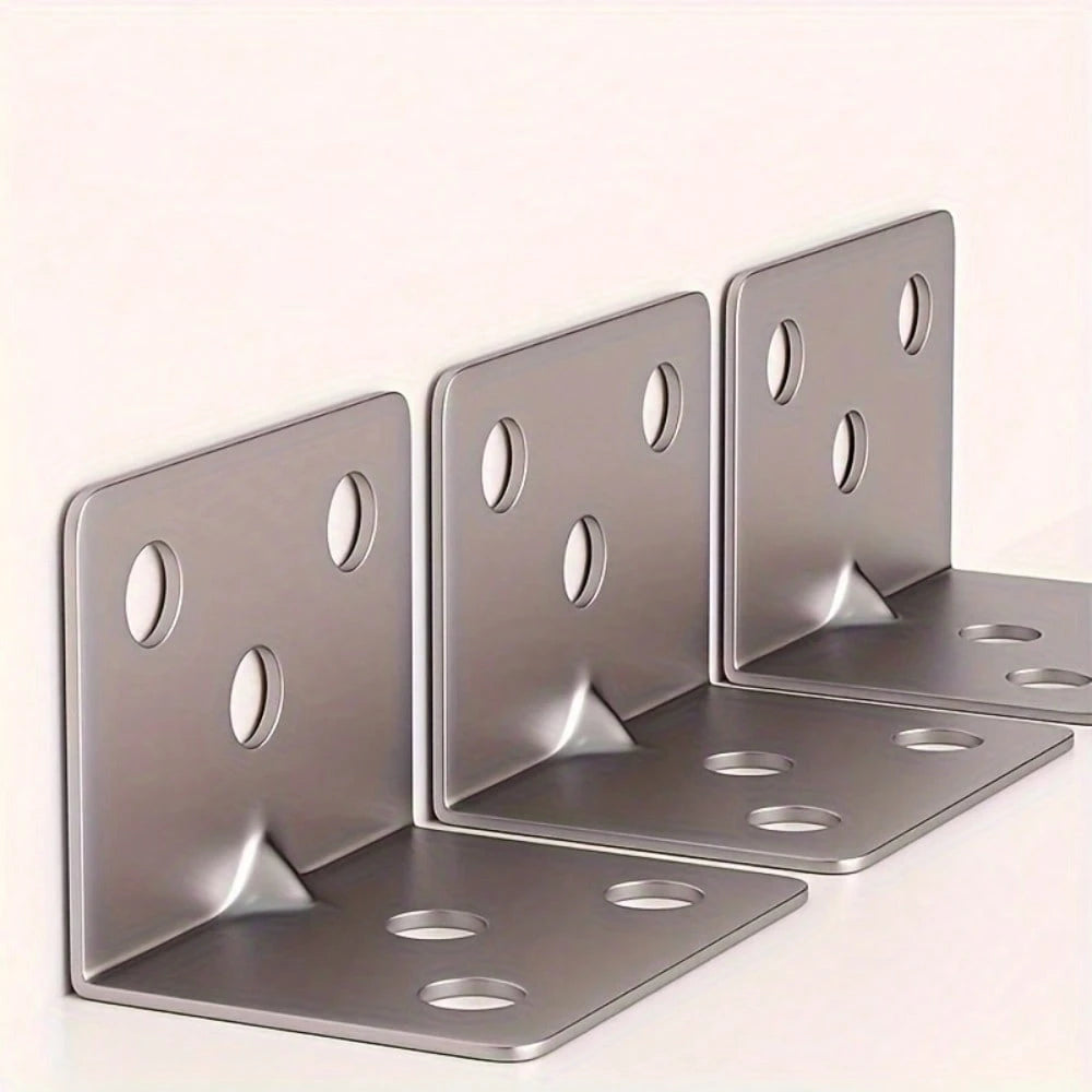 Stainless Steel Straight Angle Brackets, 90 Degree L-Shape Metal Connectors, Heavy Duty Right Angle Supports For Wooden Furniture, Suitable For Furniture And Shelf Construction, Screws Not Included