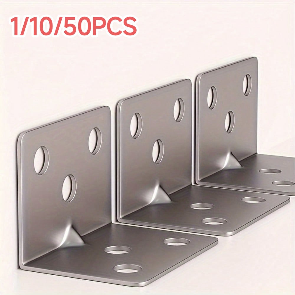Stainless Steel Straight Angle Brackets, 90 Degree L-Shape Metal Connectors, Heavy Duty Right Angle Supports For Wooden Furniture, Suitable For Furniture And Shelf Construction, Screws Not Included