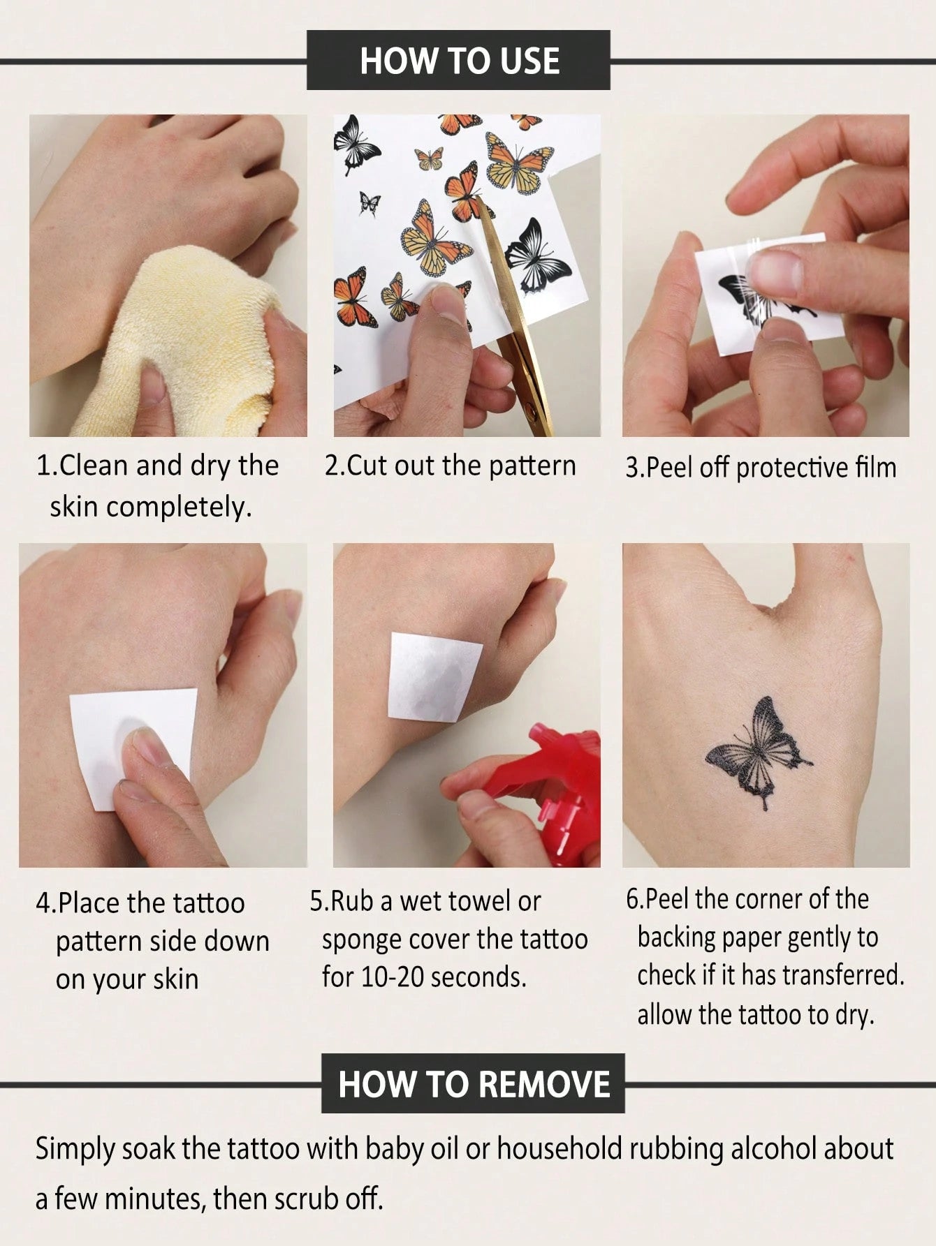 STARTTOOS 9PCS Black Minimalist Line Flower Butterfly Constellation Animal Pattern Temporary Tattoo Stickers, Suitable For DIY Daily Party Holiday Gift Finger Ear Back Shoulder Neck Collarbone Waterpr